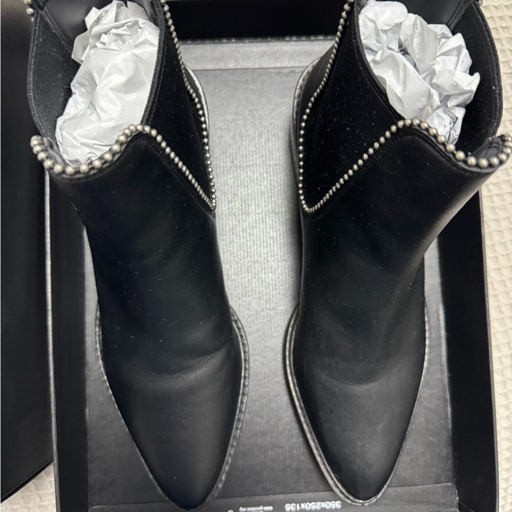 Coach Black Ankle Boots with Silver Accents